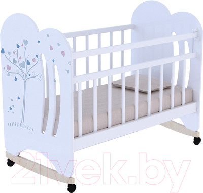Детская кроватка VDK Wind Tree колесо-качалка (белый)