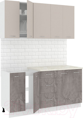 Кухонный гарнитур Кортекс-мебель Корнелия Лира 1.6м (капучино/оникс/королевский опал)