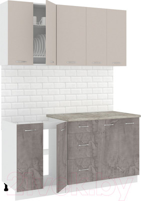 Кухонный гарнитур Кортекс-мебель Корнелия Лира 1.6м (капучино/оникс/марсель)