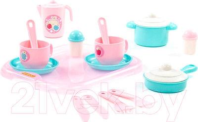 Набор игрушечной посуды Полесье Хозяюшка с подносом / 80462 (на 2 персоны)