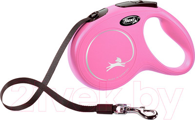 Поводок-рулетка Flexi New Classic лента / 23235 (S, розовый)
