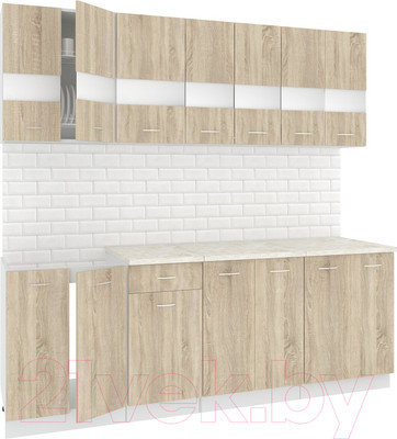Кухонный гарнитур Кортекс-мебель Корнелия Экстра 2.2м (дуб сонома/марсель)