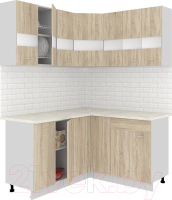 Кухонный гарнитур Кортекс-мебель Корнелия Экстра 1.5x1.5м (дуб сонома/марсель)
