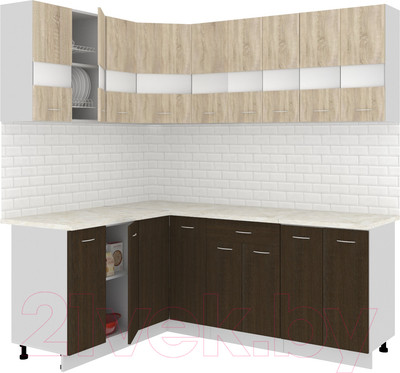 Кухонный гарнитур Кортекс-мебель Корнелия Экстра 1.5x2.1м (дуб сонома/венге/королевский опал)