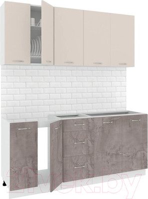 Кухонный гарнитур Кортекс-мебель Корнелия Лира 1.8 без столешницы (капучино/оникс)