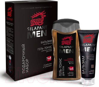 Набор косметики для лица и тела Silapant Men бальзам п/бритья 50мл+Гель-тонус для волос и тела 175мл