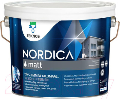 Краска Teknos Nordica Matt Base 1 (2.7л, белый)
