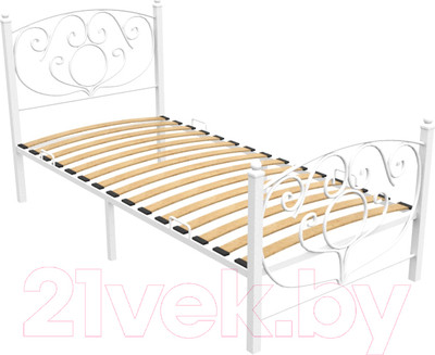 Односпальная кровать Князев Мебель Виктория ВЯ.90.200.Б (белый муар)