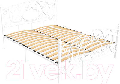 Полуторная кровать Князев Мебель Виктория ВЯ.140.200.Б (белый муар)