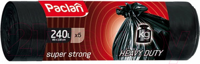 Пакеты для мусора Paclan Super Strong 240л  (5шт, черный)