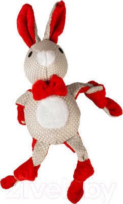 Игрушка для собак Duvo Plus Новогодний кролик / 11556/DV (бежевый/красный)