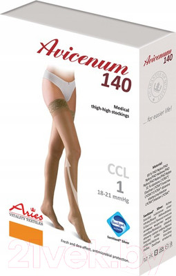 Чулки компрессионные Aries Avicenum 140 тонкие с кружевом и закрытым носком / 9999 (M, normal)