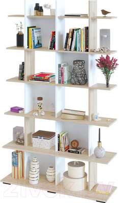 Стеллаж Сокол-Мебель СТ-6 (дуб сонома/белый)