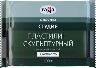 Пластилин скульптурный ГАММА Студия 2.80.Е050.004 (500г, оливковый, мягкий)