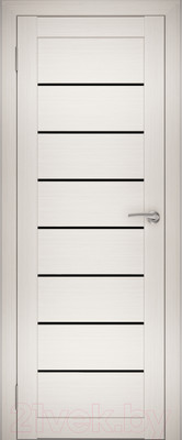 Дверь межкомнатная Юни Амати 01 80x200 (эшвайт/стекло черное)