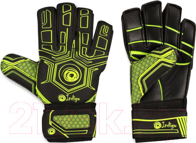 Перчатки вратарские Indigo Sport 1218-A (размер 7, черный/зеленый)