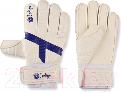 Перчатки вратарские Indigo Sport 200007 (размер 8, белый/синий)