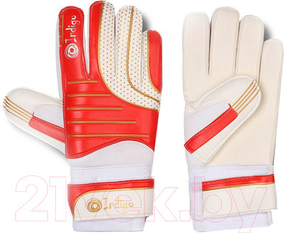 Перчатки вратарские Indigo Sport 1210 (размер 8, белый/красный)