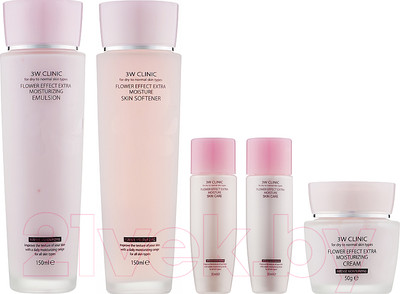 Набор косметики для лица 3W Clinic Flower Effect Extra Moisturizing 3 Kit Set (150мл+150мл+50мл+30мл+30мл)