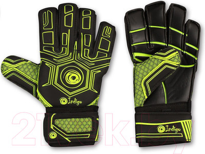 Перчатки вратарские Indigo Sport 1218-A (размер 9, черный/зеленый)