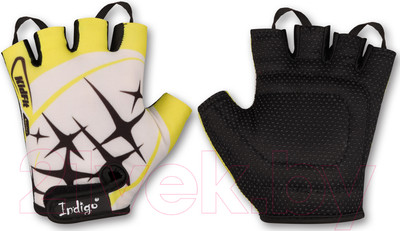 Велоперчатки Indigo Sport Искра / SB-01-8822 (XS, белый/желтый)