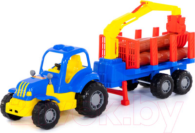 Лесовоз игрушечный Полесье Крепыш трактор с полуприцепом / 44815