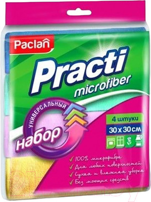 Набор салфеток хозяйственных Paclan Practi Microfiver 30x30 (4шт)