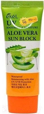 Крем солнцезащитный Ekel UV Aloe Vera Sun Block SPF50+/PA+++ с экстрактом алоэ (70мл)