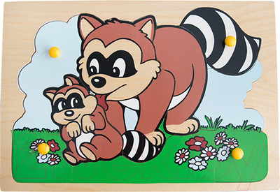 Развивающая игрушка ЛЭМ Рамка-вкладыш. Еноты / 1408