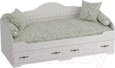 Кровать-тахта Мебельград Прованс с ящиками (бодега белая/патина премиум)