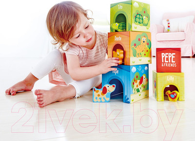 Развивающая игрушка Hape Кубики-пирамида. Башня Дружбы / E0451-HP