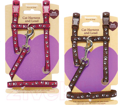 Шлея с поводком Rosewood Рисунок лапка / 19303/RW (S)