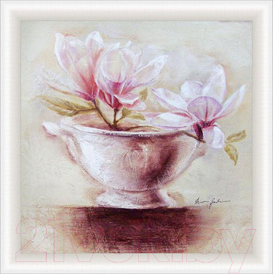 Картина Декарт Белые цветы в вазе 8Л0757 (в раме)