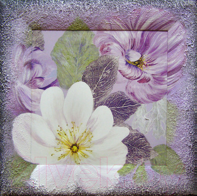 Картина Декарт Белые цветы на фиолетовом 8Л2173 (в раме)