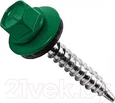 Саморез Starfix Кровельный по дереву 4.8x29 шайба с прокл. PT1 / SMC2-94157-200 (200шт, оцинкованный, RAL 6005 зеленый мох)