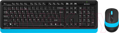 Комплект клавиатура и мышь A4Tech Wireless Desktop Fstyler / FG1010 (черный/синий)