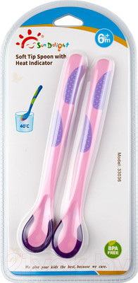 Набор столовых ложек для кормления Sun Delight 33036 меняющая цвет (розовый)