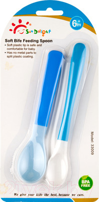 Набор столовых ложек для кормления Sun Delight С мягким окончанием / 33009 (2шт, синий)