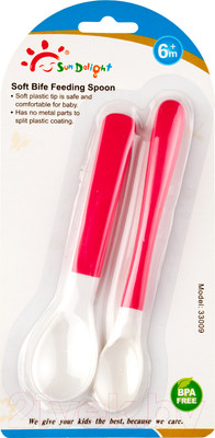 Набор столовых ложек для кормления Sun Delight С мягким окончанием / 33009 (2шт, красный)