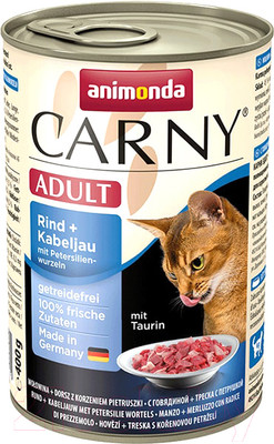 Влажный корм для кошек Animonda Carny Adult с говядиной,треской и петрушкой (400г)