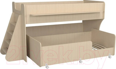Двухъярусная кровать детская Можга Капризун 7 / Р444 (дуб млечный)