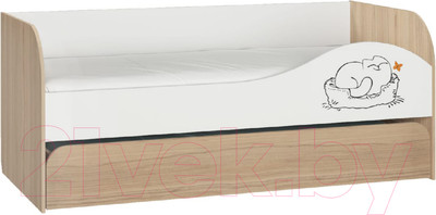 Двухъярусная выдвижная кровать детская Аквилон Кот № 900.1 правый (туя светлая/белый)