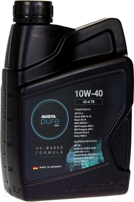 Моторное масло Avista Pure Evo CI-4 TS 10W40 / 153282 (1л)