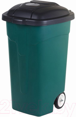 Контейнер для мусора Эльфпласт EP424 на колесах (105л, темно-зеленый/черный)