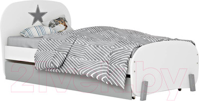 Односпальная кровать Polini Kids Mirum 1915 c ящиком (белый/серый)