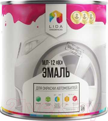 Эмаль автомобильная Lida МЛ-12 К (2кг, красный)