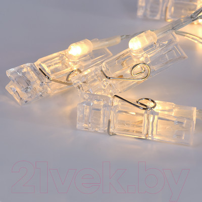 Светодиодная гирлянда VEGAS Прищепки 55117 (3м, теплый белый)