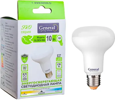 Лампа General Lighting GLDEN-R80-10-230-E27-4500 / 628500