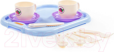 Набор игрушечной посуды Полесье Минутка с подносом / 80509 (на 2 персоны)