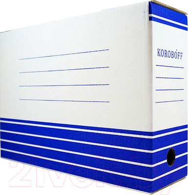 Коробка архивная Koroboff 327x100x240 (белый/синяя печать)